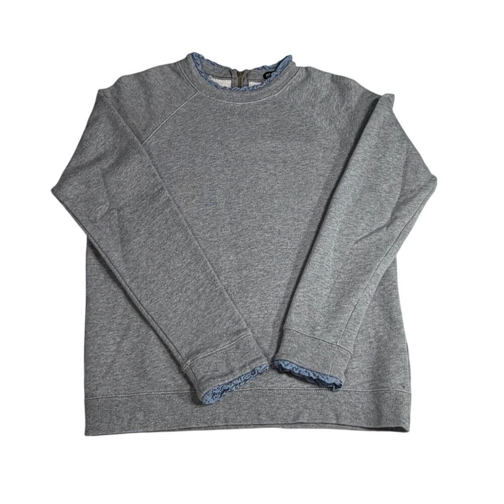 J, Crew Mercantile Gray Ruffel Sweatshirt Woman Size S